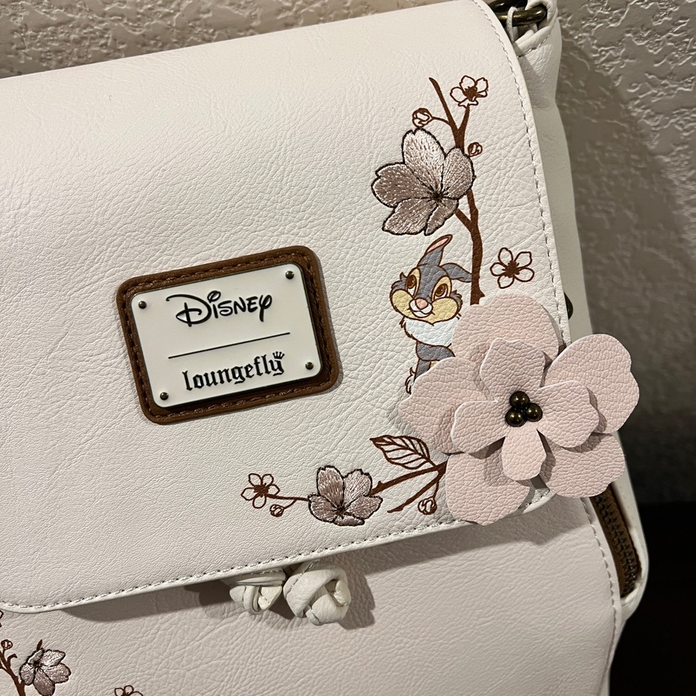 Loungefly Disney Bambi Thumper Cherry Blossom Floral Flap Mini Backpack & Wallet - Picture 6 of 10